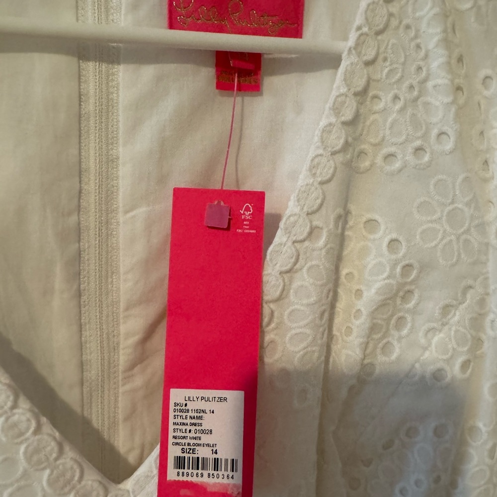 NWT Lilly Pulitzer Maxina Minidress. White. Size 14 - Picture 4 of 7